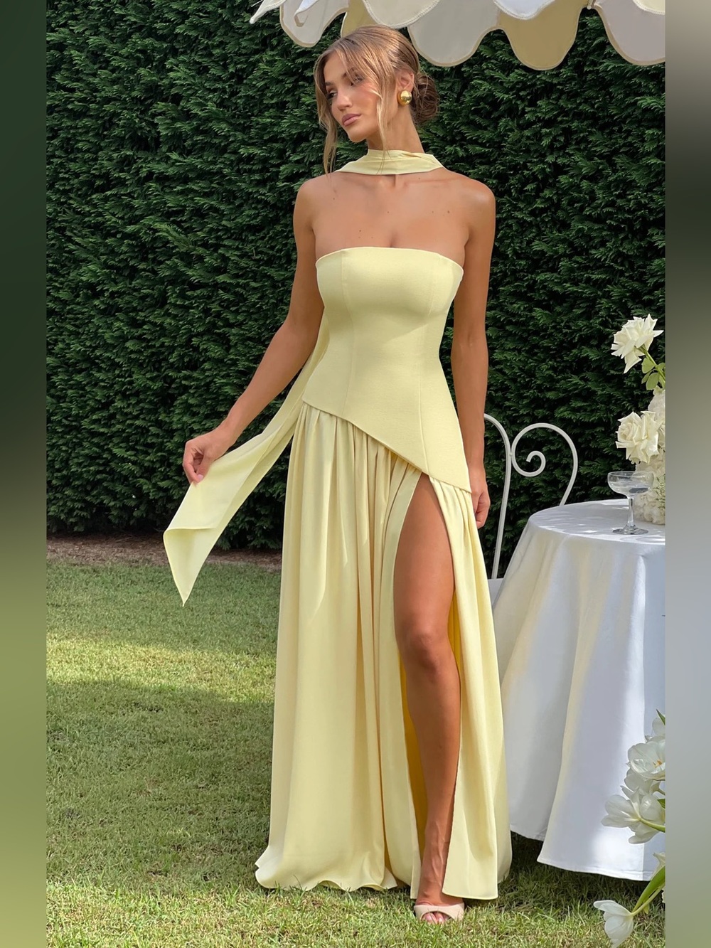 New BabyBoo Women MALIYAH MAXI DRESS LEMON Size Medium - Picture 8 of 16